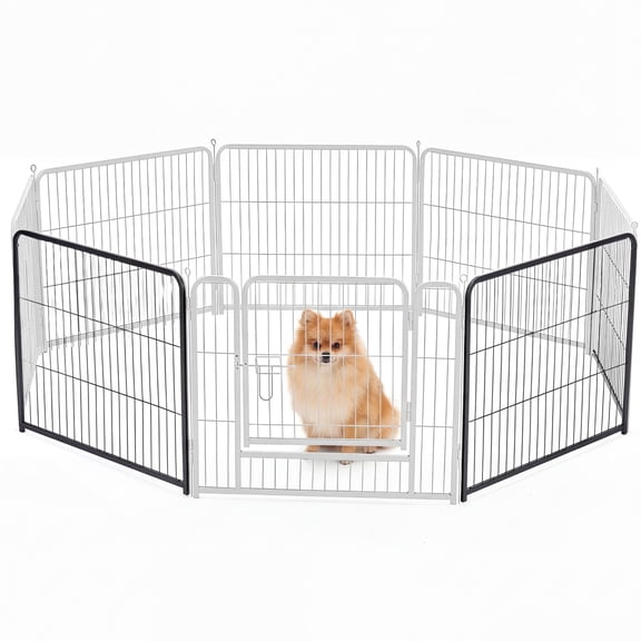 edx Dog Playpen, 2 Panels 24" Foldable Heavy Duty Metal Puppy Exercise Pen with Doors Indoor Outdoor