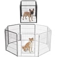 thumbnail image 1 of edx Dog Playpen, 4 Panels 32" Foldable Heavy Duty Metal Puppy Exercise Pen with Doors Indoor Outdoor, 1 of 8