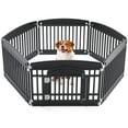 thumbnail image 1 of edx Dog Playpen, 6-Panel 24" Foldable Pet Playpen with Door, Indoor/Outdoor Puppy Pen, Foldable, Customizable, Black, 1 of 9