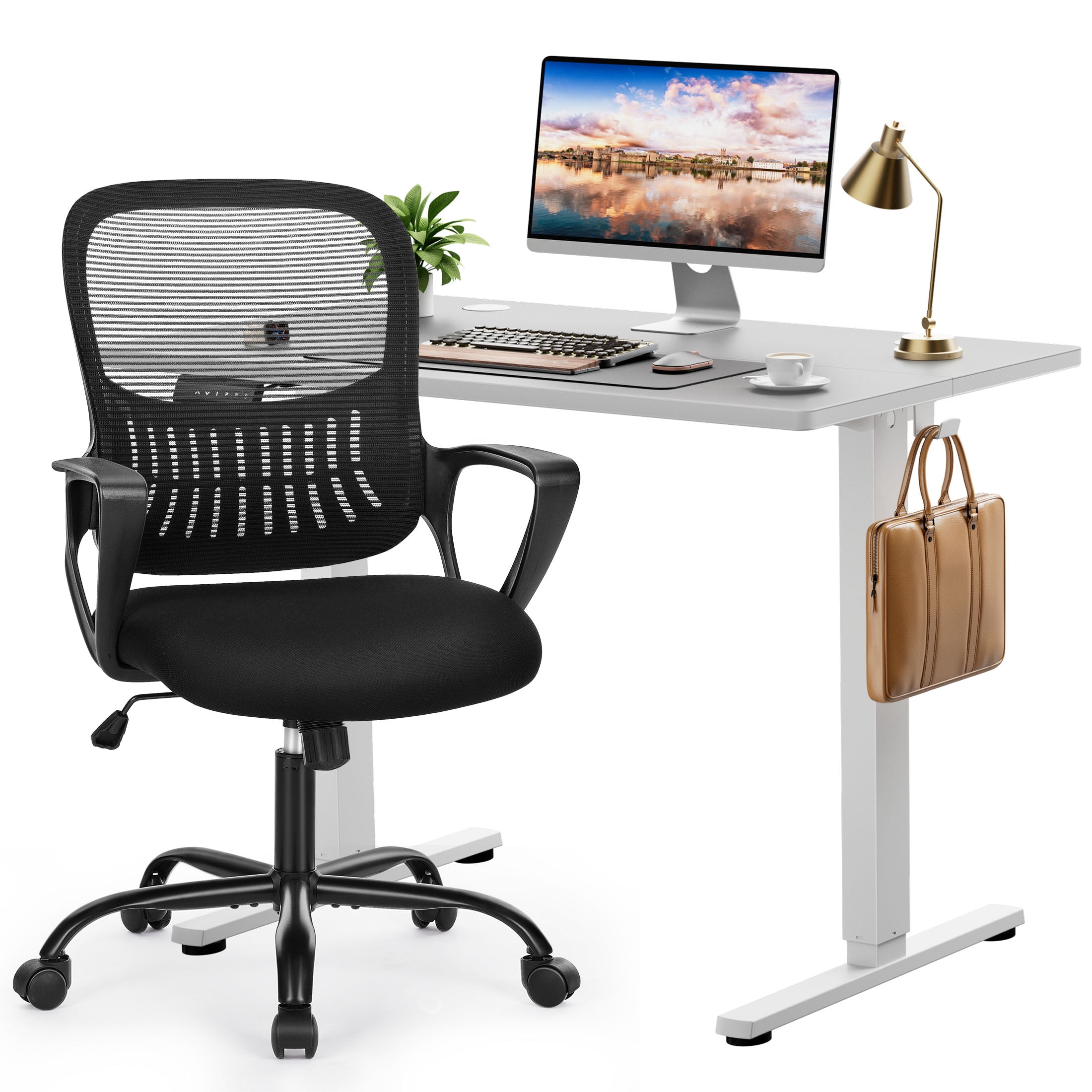 edx Electric Standing Desk & Computer Office Chair Set, 40 x 24 Inches ...