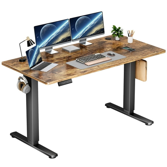 edx Electric Standing Desk, Height Adjustable Desk, 55 x 24 Inches Ergonomic Stand up Desk with Memory Preset and T-Shaped Metal Bracket for Home Office