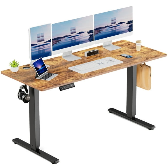edx Electric Standing Desk, Height Adjustable Desk, 63 x 24 Inches Ergonomic Stand up Desk with Memory Preset and T-Shaped Metal Bracket for Home Office