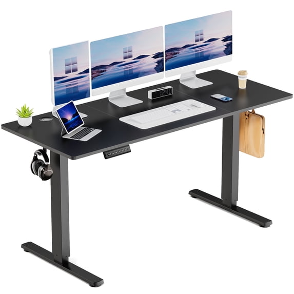 edx Electric Standing Desk, Height Adjustable Desk, 63 x 24 Inches Ergonomic Stand up Desk with Memory Preset for Home Office, Black