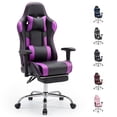 thumbnail image 1 of edx Ergonomic Video Gaming Chair High Back Office Chair with Lumbar Support and Adjustable Armrests Footrest Swivel Racing Chair, Black Purple, 1 of 9