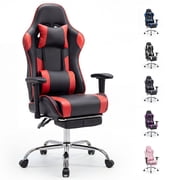 edx Ergonomic Video Gaming Chair High Back Office Chair with Lumbar Support and Adjustable Armrests Footrest Swivel Racing Chair, Black Red