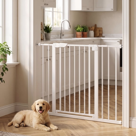edx Extra Tall Walk-Thru Pet Gate for Doorways and Stairs, Adjustable 30"-41" Auto-Close Metal Dog Gate, Pressure or Hardware Mount for Indoor Open