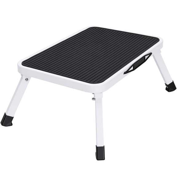 edx Foldable Foot Stool for High Beds, 330Lb Capacity, Elderly Daily Living Stool, Non-Slip Textured Grip, Safe Stool for Seniors with Portable Handle