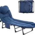 thumbnail image 1 of edx Folding Camping Cot for Adults with Built-in Headrest and Mattress, Portable Sleeping Bed Cot, 71" Heavy Duty Cot Bed for Camping, Office, Blue, 1 of 10