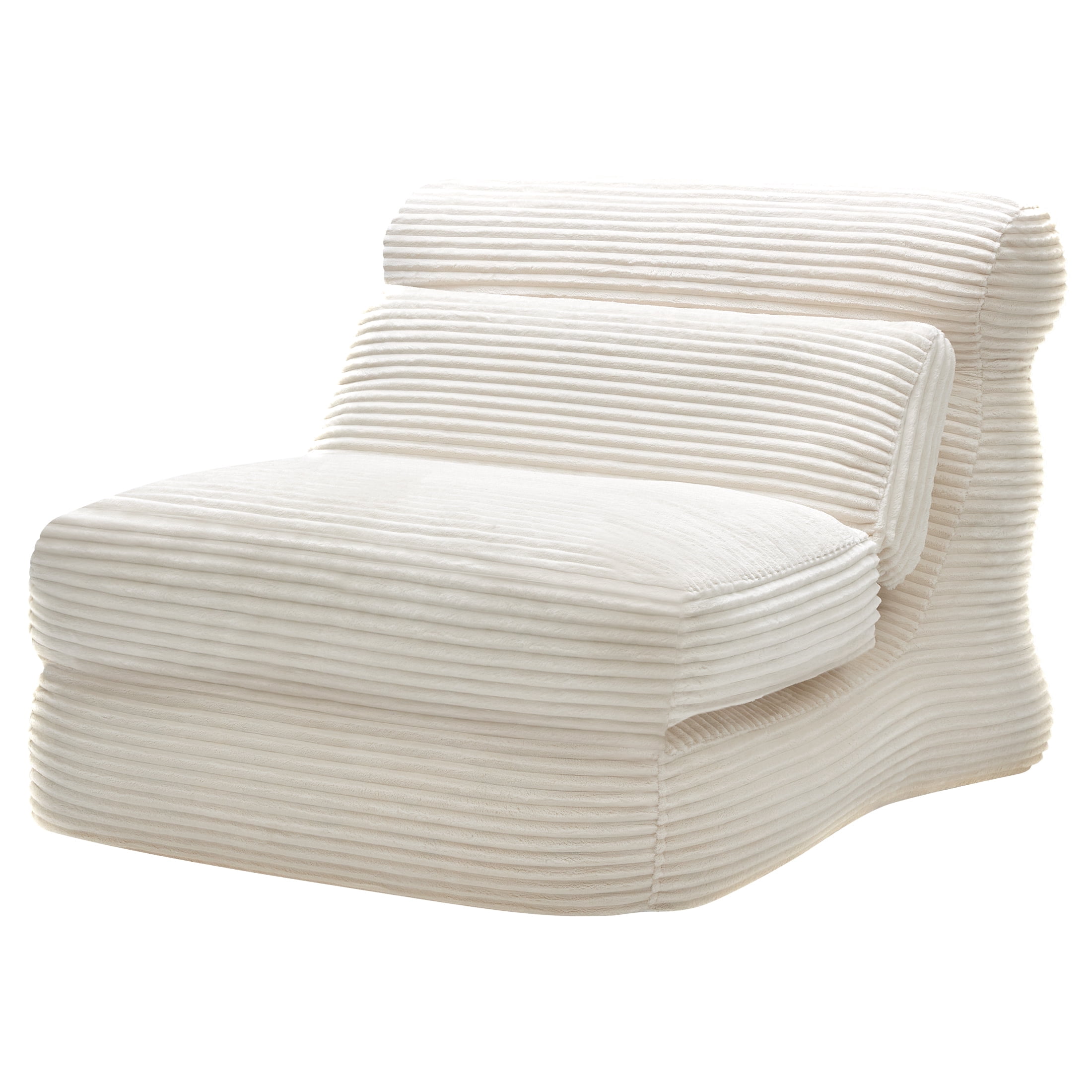 edx 3-in-1 Convertible Bean Bag Chair Bed, Multi-functional Floor Sofa with Back Support, Portable Lazy Lounger & Sleeper, High-Density Foam Gaming Chair for Adults, No Assembly, White
