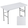 thumbnail image 1 of edx 4FT Folding Table, Outdoor Indoor Heavy Duty Portable with Carrying Handle for Camping, White,23.62"W x 48.03"D x 29.13"H, 1 of 9