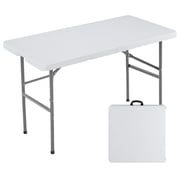edx 4FT Folding Table, Outdoor Indoor Heavy Duty Portable with Carrying Handle for Camping, White,23.62"W x 48.03"D x 29.13"H