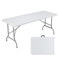 thumbnail image 1 of edx 6FT Folding Table, Outdoor Indoor Heavy Duty Portable with Carrying Handle for Camping, White,27.56"W x 70.89"D x 29.32"H, 1 of 9