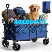 edx 440lbs Folding Wagon, camping Wagon with Heavy Duty Steel Frame, All-Terrain Wheels for Camping