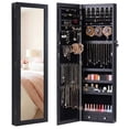 thumbnail image 1 of edx Full-Length Mirror Jewelry Cabinet with 6 LED Lights, Wall Door Mounted Large Jewelry Armoire Organizer with Makeup Storage, Black, 1 of 8