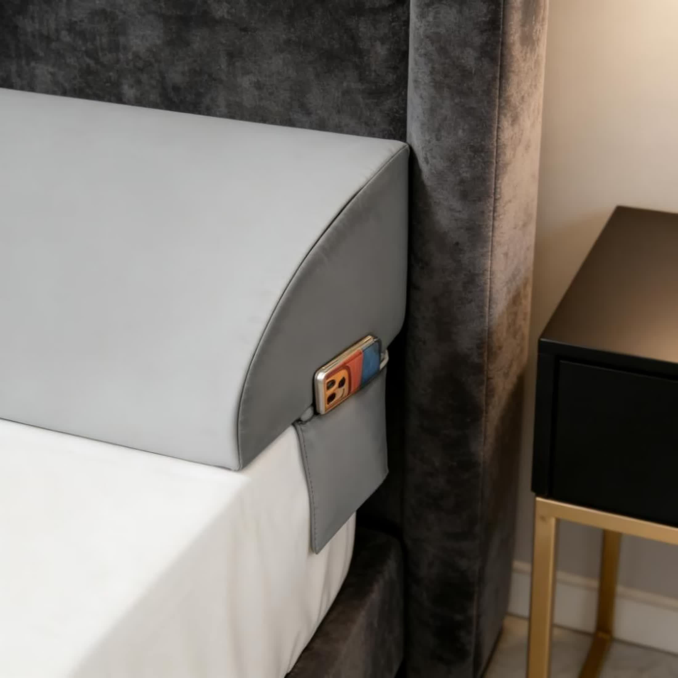 edx Full Size Wedge Pillow Headboard, Bed Wedge Pillow, Bed Gap Filler for Between Your Headboard and Mattress, Grey