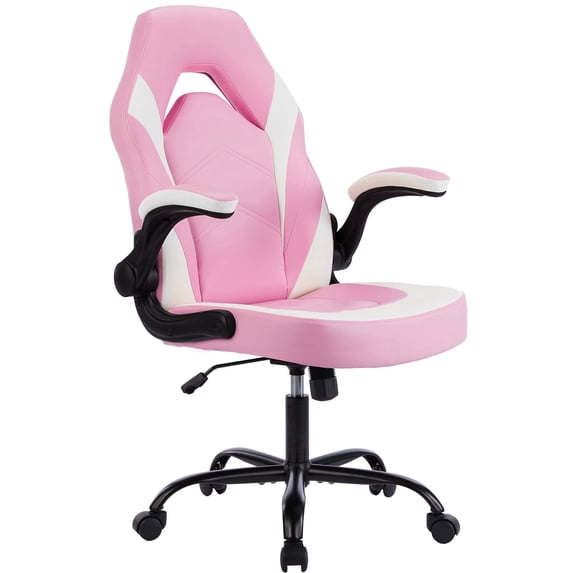 EDX Ergonomic Gaming Chair with PU Leather, Adjustable Swivel Computer & Office Desk Chair with Flip-Up Armrests, Pink