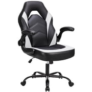 EDX Ergonomic Gaming Chair with PU Leather, Adjustable Swivel Computer & Office Desk Chair with Flip-Up Armrests, White