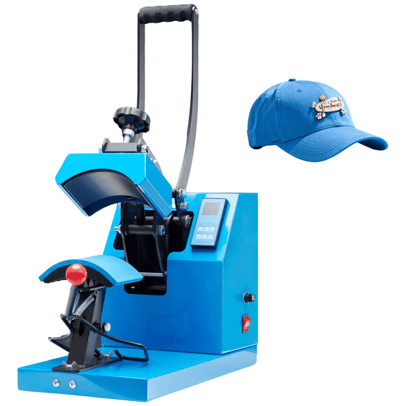 edx Hat Press Machine, 3.2  5.5 Ptfe-Coated Platen, Professional Hat Decoration Heat Transfer Equipment, Maximum Temperature 570F (Approx. 304C), Lcd Display with Memory Mode, Blue