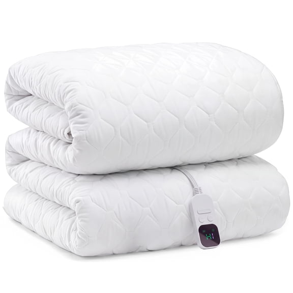 edx Heated Mattress Pad Queen Size 60"x80", Dual‑Zone Electric Mattress Pad, 10 Heat Levels, 1‑9 Hour Auto Shut‑Off, Soft Quilted Fabric, White