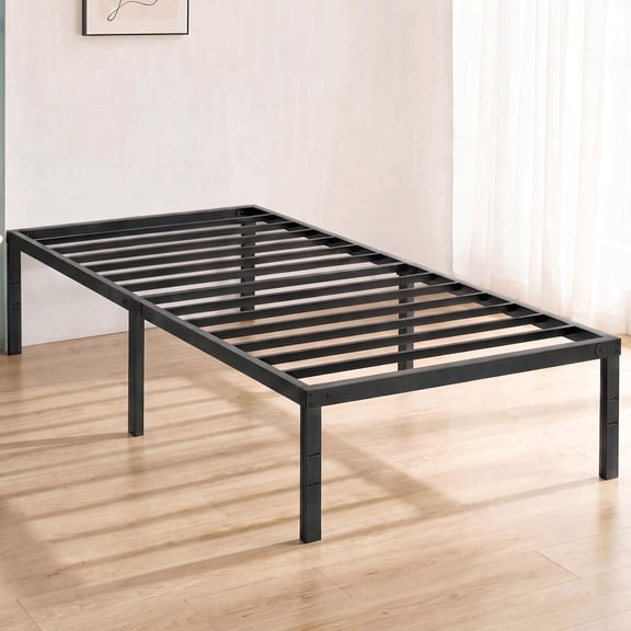 edx Heavy Duty Metal Twin Bed Frame with Under Bed Storage - 14 Inches High, Sturdy Steel Slat Support, No Box Spring Required, Platform Bed Frame