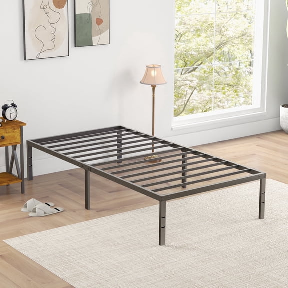 edx Heavy Duty Metal Twin Bed Frame with Under Bed Storage - 14 Inches High, Sturdy Steel Slat Support, No Box Spring Required, Platform Bed Frame