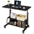 thumbnail image 1 of edx Height Adjustable Desk Standing Desk Small Desk for Small Spaces, Mobile Rolling Computer Desk on Wheels, Portable Desks Study Table for Home Office,Black, 1 of 7