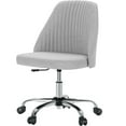 thumbnail image 1 of edx Makeup Chair Armless Office Chair With Wheels, Comfortable Home Office Desk Chair, Adjustable Swivel Upholstered Fabric Makeup Task Computer Chair, Gray, 1 of 9