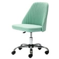 thumbnail image 1 of edx Makeup Chair Armless Office Chair With Wheels, Comfortable Home Office Desk Chair, Adjustable Swivel Upholstered Fabric Makeup Task Computer Chair, Green, 1 of 7