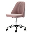 thumbnail image 1 of edx Makeup Chair Armless Office Chair With Wheels, Comfortable Home Office Desk Chair, Adjustable Swivel Upholstered Fabric Makeup Task Computer Chair, Pink, 1 of 7