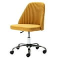 thumbnail image 1 of edx Makeup Chair Armless Office Chair With Wheels, Comfortable Home Office Desk Chair, Adjustable Swivel Upholstered Fabric Makeup Task Computer Chair, Yellow, 1 of 7