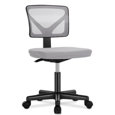 edx Home Office Desk Chair, Armless Mesh Computer Chair Small Space Swivel Adjustable Low Back Task Chair for Teens/Adults, Grey