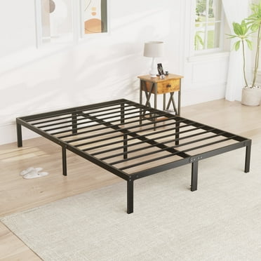 edx King Size Bed Frame with Ample Storage Space, Sturdy Steel Slat Support, 14-Inch Height, No Box Spring Needed, Heavy-Duty Metal Platform