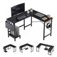 thumbnail image 1 of edx 50 inch L Shaped Desks with Storage Bag and CPU Holder, Reversible Office Desks Corner Design Computer Workstations Table for Gaming/Office/Study,Black, 1 of 8