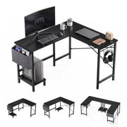 edx 50 inch L Shaped Desks with Storage Bag and CPU Holder, Reversible Office Desks Corner Design Computer Workstations Table for Gaming/Office/Study,Black