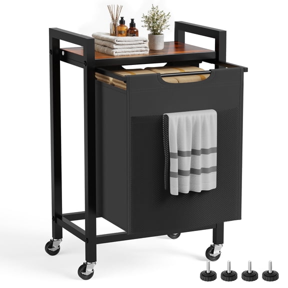 edx Laundry Basket, Laundry Sorter with Shelf & 1 Pull-Out Removable Bags, 12.4 Gallons (47 Liters) for Laundry Rooms, Bathrooms & Dorms,19.9"L x 12.99"W x 29.92"H