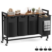 edx Laundry Basket, Laundry Sorter with Shelf & 4 Pull-Out Removable Bags, 4×10.6 Gallons (40 Liters) for Laundry Rooms, Bathrooms & Dorms，45.67"L x 12.99"W x 2