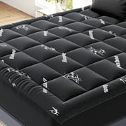 edx Full Mattress Protector, Thickened Mattress Pad with Bamboo Fiber Viscose Filling, Breathable, Soft, Cooling,Black, 54" x 75"