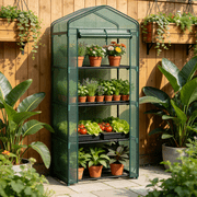 edx Mini Greenhouse for Outside & Indoor Use, Portable Green House, 30 in Multi-Tier Plant Growing Rack with PE Cover, Green