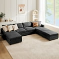 thumbnail image 1 of edx Modular Sectional Sofa, 7 Seat Convertible Oversized U Shaped Sofa Couch with Storage Ottomans, Dark Grey, 1 of 6
