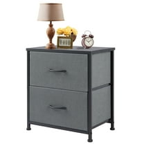 edx Nightstand, End Table Side Table with 2 Fabric Drawers Bedside Table for Bedroom, Closet, Dorm, Grey
