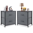 thumbnail image 1 of edx Nightstand Set of 2, End Table Side Table with 2 Fabric Drawers Bedside Table for Bedroom, Closet, Dorm, Grey, 1 of 9