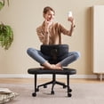 thumbnail image 1 of EDX Ergonomic Cross Legged Swivel Chair, Adjustable Height Meditation Chair with Back Support & 360° Rotating Footrest, Rolling Floor Chair for Home Office Focus Seating, Dark Black, 1 of 10