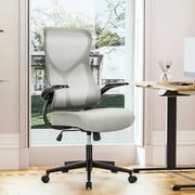 edx Office Chair, Ergonomic Home Office Desk Chairs, Computer Chair with Comfortable Armrests, Mesh Desk Chairs with Wheels, Gray