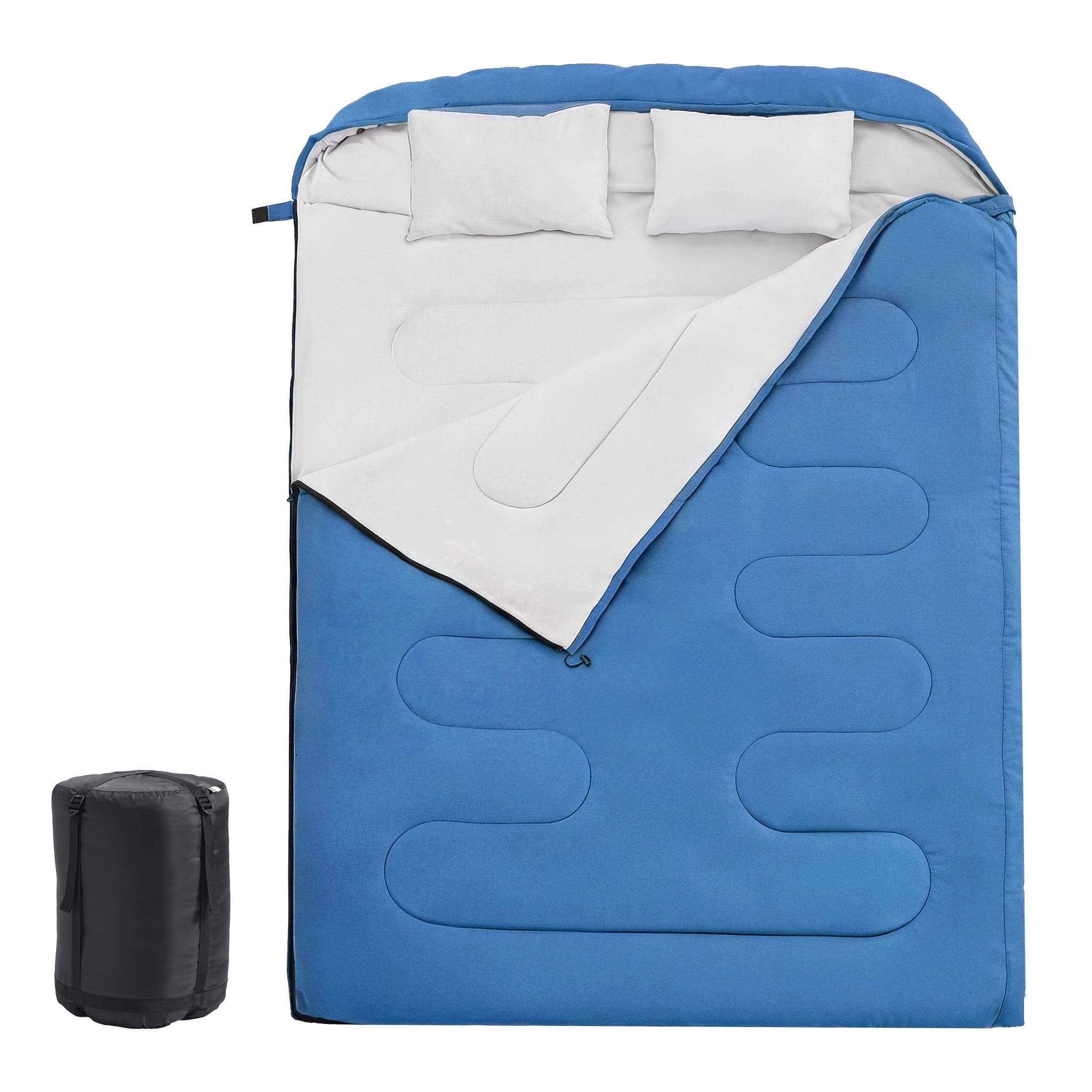 edx Queen Size Sleeping Bag for Adults, Double Sleeping Bag with 2 Pillows for All Season Camping Hiking, 2 Person Sleeping Bag Lightweight Weaterproof, Blue
