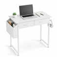 thumbnail image 1 of edx Small Desk with Drawers & Iron Hook, 32 Inch Computer Desk,White Vanity Desk with Storage Bag Modern Gaming Writing Desk Study Table for Home Office, White, 1 of 9