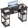 thumbnail image 1 of edx Small Desk with Fabric Drawers & Storage Shelves, 48 Inch Computer Desk Modern Writing Desk Study Table for Home Office, Balck, 1 of 8