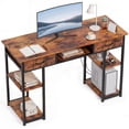 thumbnail image 1 of edx Small Desk with Fabric Drawers & Storage Shelves, 48 Inch Computer Desk Modern Writing Desk Study Table for Home Office, Brown Rust, 1 of 8