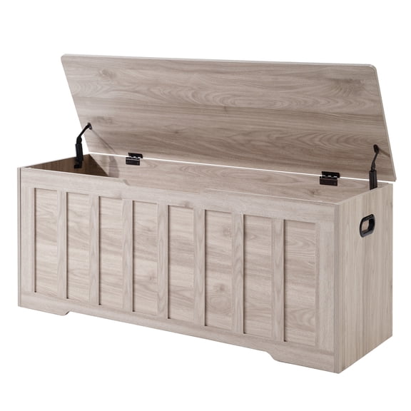 edx Storage Bench with Lift Top, 47 inch&nbsp; Entryway Bench with Safety Hinge, P2 Particleboard & MDF Storage Ottoman for Bedroom, Entryway, Gray