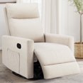 thumbnail image 1 of edx Swivel Rocking Chair, Sofa Recliner, Adjustable Baby Sliding Chair with Head Support for Living Room, Bedroom, Beige, 1 of 7