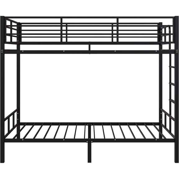 edx Twin Over Twin Metal Bunk Bed with Stairs & Safety Guardrails, Heavy-Duty Steel Frame, No Box Spring Needed, Space-Saving Bunk Beds, Black